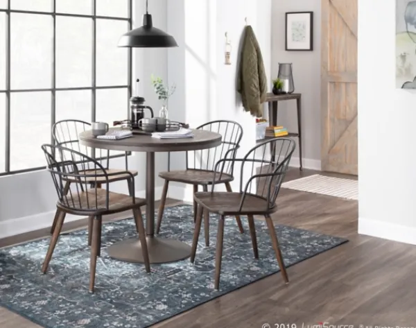 Dining Chairs-Kirkland's Home Gray Metal Spindle Back Dining Chairs, Set Of 2 Brown/Gray