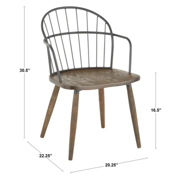 Dining Chairs-Kirkland's Home Gray Metal Spindle Back Dining Chairs, Set Of 2 Brown/Gray