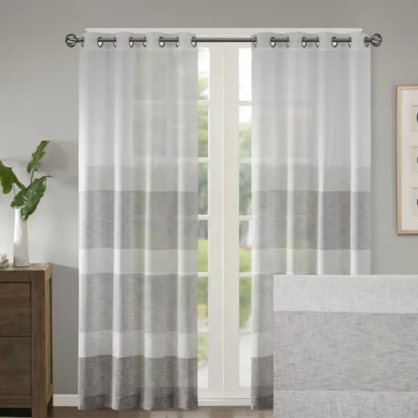 Curtains & Drapes-Kirkland's Home Gray Modern Stripes Curtain Panel, 95 In. Gray/White