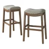 Bar Stools & Counter Height Stools-Kirkland's Home Gray Nailhead Trim Saddle Bar Stools, Set Of 2