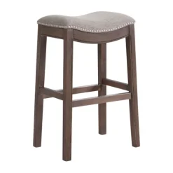 Bar Stools & Counter Height Stools-Kirkland's Home Gray Nailhead Trim Saddle Bar Stools, Set Of 2