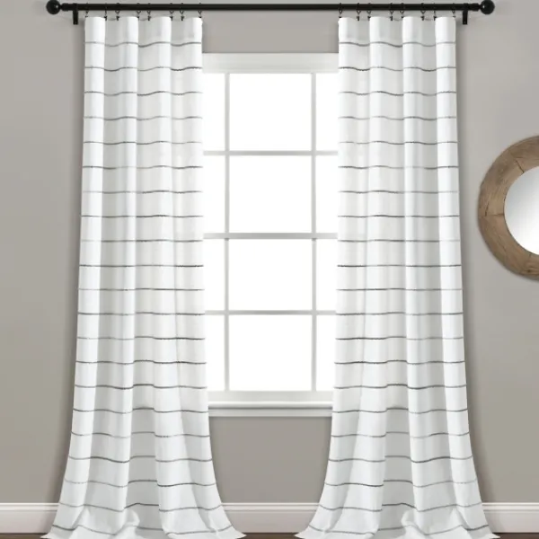 Curtains & Drapes-Kirkland's Home Gray Ombre Stripe Curtain Panel Set, 95 In. Gray/White