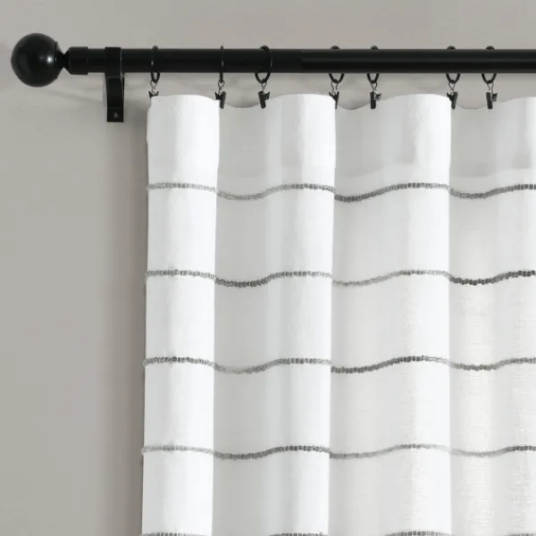 Curtains & Drapes-Kirkland's Home Gray Ombre Stripe Curtain Panel Set, 95 In. Gray/White