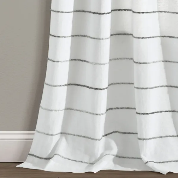 Curtains & Drapes-Kirkland's Home Gray Ombre Stripe Curtain Panel Set, 95 In. Gray/White