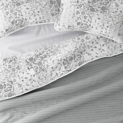 Quilts-Kirkland's Home Gray Patchwork Reversible 3-Pc. Queen Quilt Set Gray/White