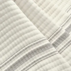 Blankets & Throws-Kirkland's Home Gray Pick Stitch Stripe Decorative Throw Gray/White