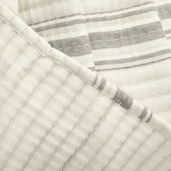 Quilts-Kirkland's Home Gray Pick Stitch Stripe King Quilt Gray/White