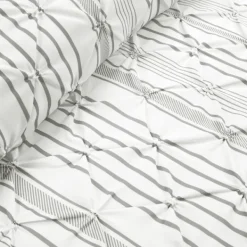 Comforters-Kirkland's Home Gray Pintuck Stripe Full/Queen 5-Pc. Comforter Set Gray/White