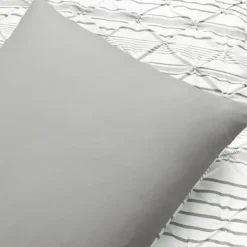 Comforters-Kirkland's Home Gray Pintuck Stripe Full/Queen 5-Pc. Comforter Set Gray/White