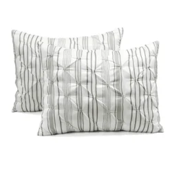 Comforters-Kirkland's Home Gray Pintuck Stripe Full/Queen 5-Pc. Comforter Set Gray/White