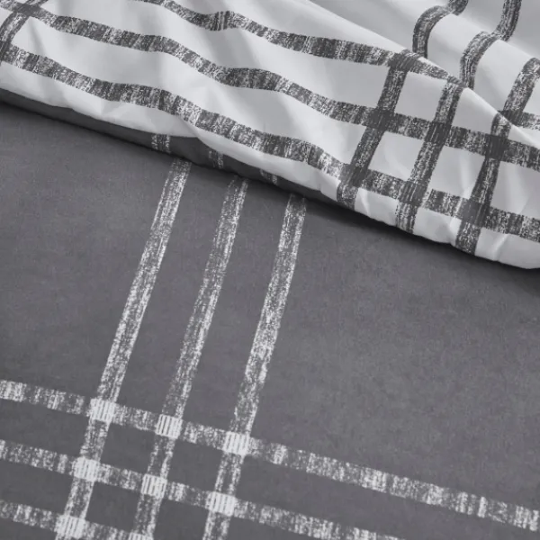 Comforters-Kirkland's Home Gray Plaid Dayton 3-Pc. Full/Queen Comforter Set Gray/White
