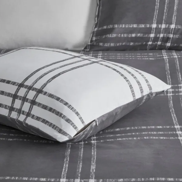 Comforters-Kirkland's Home Gray Plaid Dayton 3-Pc. Full/Queen Comforter Set Gray/White