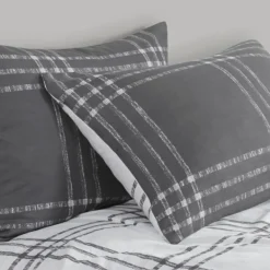 Comforters-Kirkland's Home Gray Plaid Dayton 3-Pc. King Comforter Set Gray/White