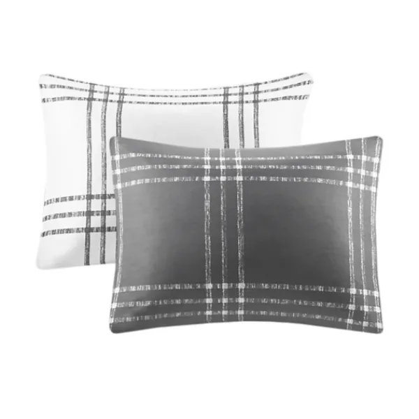 Duvets-Kirkland's Home Gray Plaid Reversible 3-Pc. King Duvet Cover Set Gray/White