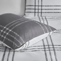 Duvets-Kirkland's Home Gray Plaid Reversible 3-Pc. Queen Duvet Cover Set Gray/White