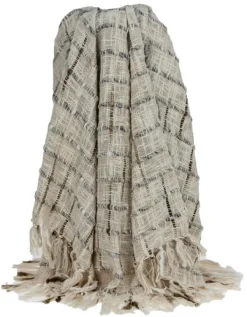 Blankets & Throws-Kirkland's Home Gray Primitive Squares Handloomed Throw Blanket Gray/Tan/White