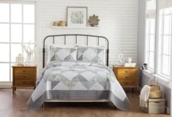 Quilts-Kirkland's Home Gray Reine-Marie Full/Queen 3-Pc. Quilt Set Gray/Yellow/White