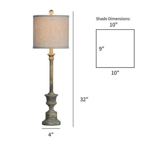 Buffet Lamps-Kirkland's Home Gray Resin Painted Distressed Buffet Lamp Tan