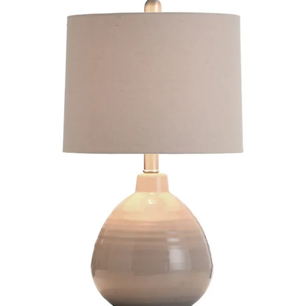 Table Lamps-Kirkland's Home Gray Ribbed Ceramic Table Lamp Ivory