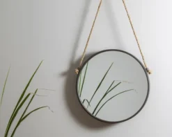 Decorative Mirrors-Kirkland's Home Gray Round Metal Hanging Rope Wall Mirror