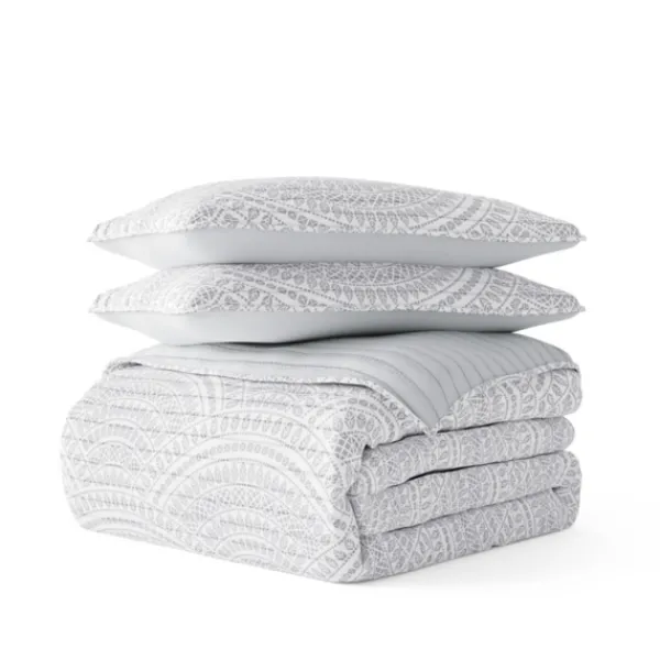 Quilts-Kirkland's Home Gray Scalloped Reversible 2-Pc. Twin Quilt Set Gray/White