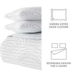 Quilts-Kirkland's Home Gray Scalloped Reversible 3-Pc. King Quilt Set Gray/White