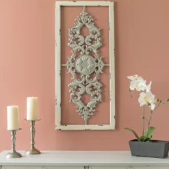 Wall Plaques-Kirkland's Home Gray Scroll Panel Plaque White/Gray