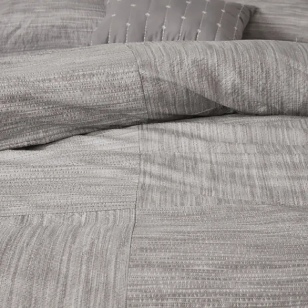 Comforters-Kirkland's Home Gray Seersucker 7-Pc. King Comforter Set Gray/White