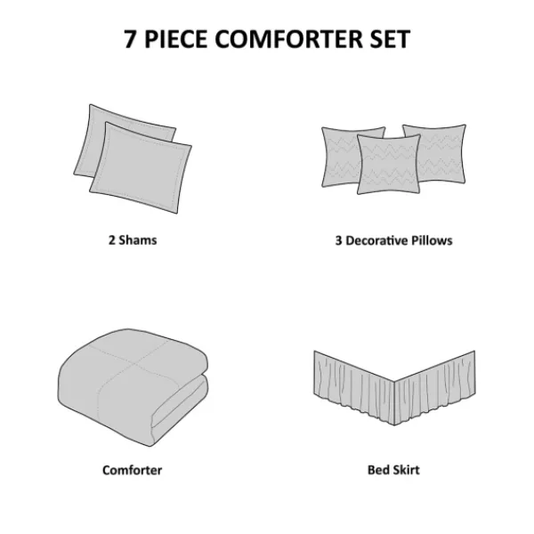 Comforters-Kirkland's Home Gray Seersucker 7-Pc. King Comforter Set Gray/White