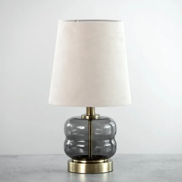 Table Lamps-Kirkland's Home Gray Smoked Glass Table Lamp Ivory