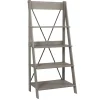 Bookshelves-Kirkland's Home Gray Solid Wood Ladder Bookshelf