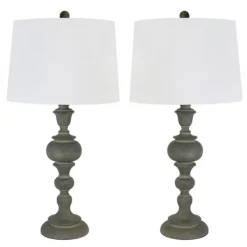 Table Lamps-Kirkland's Home Gray Spindle Body Table Lamps, Set Of 2 White