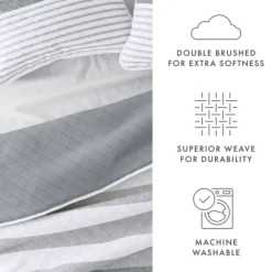 Quilts-Kirkland's Home Gray Striped Reversible 2-Pc. Twin Quilt Set Gray/White