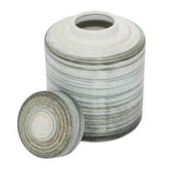 Decorative Bowls & Jars-Kirkland's Home Gray Striped Stoneware Jars With Lids, Set Of 2 Gray/Green