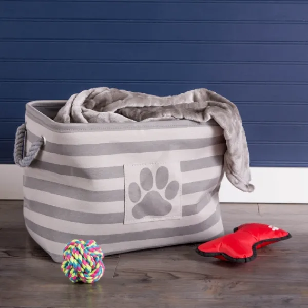 Baskets & Boxes-Kirkland's Home Gray Stripes And Paw Basket With Handles