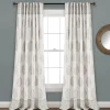 Curtains & Drapes-Kirkland's Home Gray Teardrop Leaves Curtain Panel Set, 95 In. White/Gray