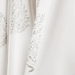 Curtains & Drapes-Kirkland's Home Gray Teardrop Leaves Curtain Panel Set, 95 In. White/Gray