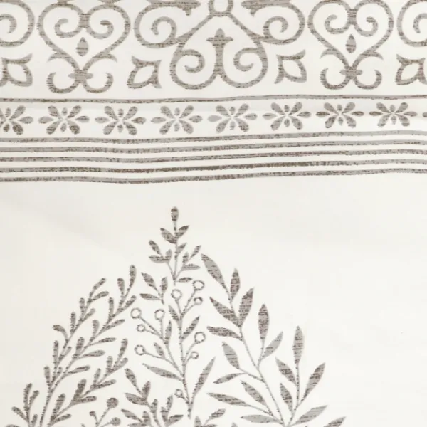 Curtains & Drapes-Kirkland's Home Gray Teardrop Leaves Curtain Panel Set, 84 In. Gray/White