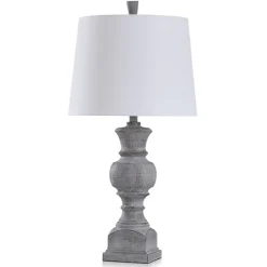 Table Lamps-Kirkland's Home Gray Textured Spindle Table Lamp White