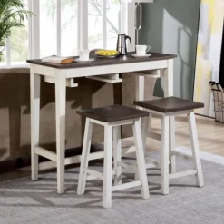 Dining Tables-Kirkland's Home Gray Top Wood With Rack 3-Pc. Dining Set