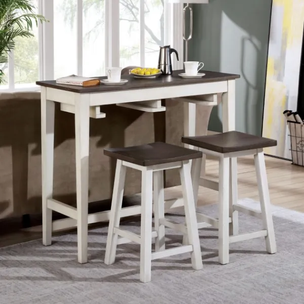 Dining Tables-Kirkland's Home Gray Top Wood With Rack 3-Pc. Dining Set