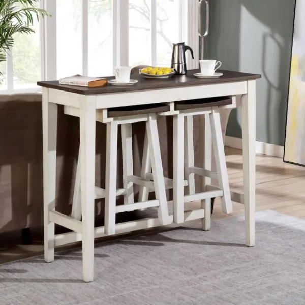 Dining Tables-Kirkland's Home Gray Top Wood With Rack 3-Pc. Dining Set