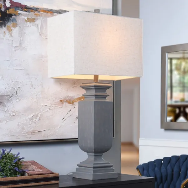 Table Lamps-Kirkland's Home Gray Traditional Rectangular Table Lamp Gray/Tan