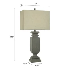 Table Lamps-Kirkland's Home Gray Traditional Rectangular Table Lamp Gray/Tan