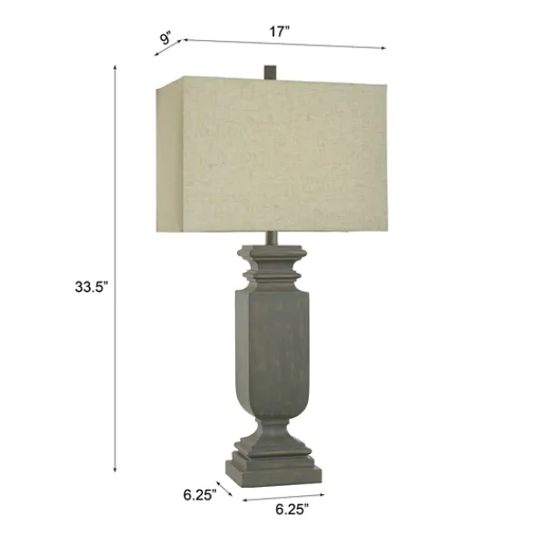 Table Lamps-Kirkland's Home Gray Traditional Rectangular Table Lamp Gray/Tan