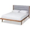 Beds & Headboards-Kirkland's Home Gray Tufted Headboard Queen Platform Bed Gray/Brown
