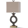 Table Lamps-Kirkland's Home Gray Tweed Open Hoop Table Lamp Tan