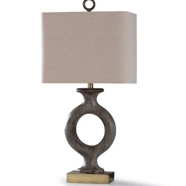 Table Lamps-Kirkland's Home Gray Tweed Open Hoop Table Lamp Tan