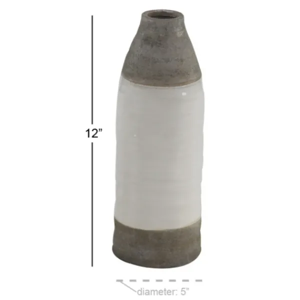 Vases-Kirkland's Home Gray Two Tone Stoneware Coastal Vase Gray/White