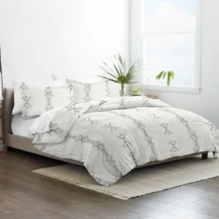 Comforters-Kirkland's Home Gray Urban Stitch King 3-Pc. Comforter Set White/Gray